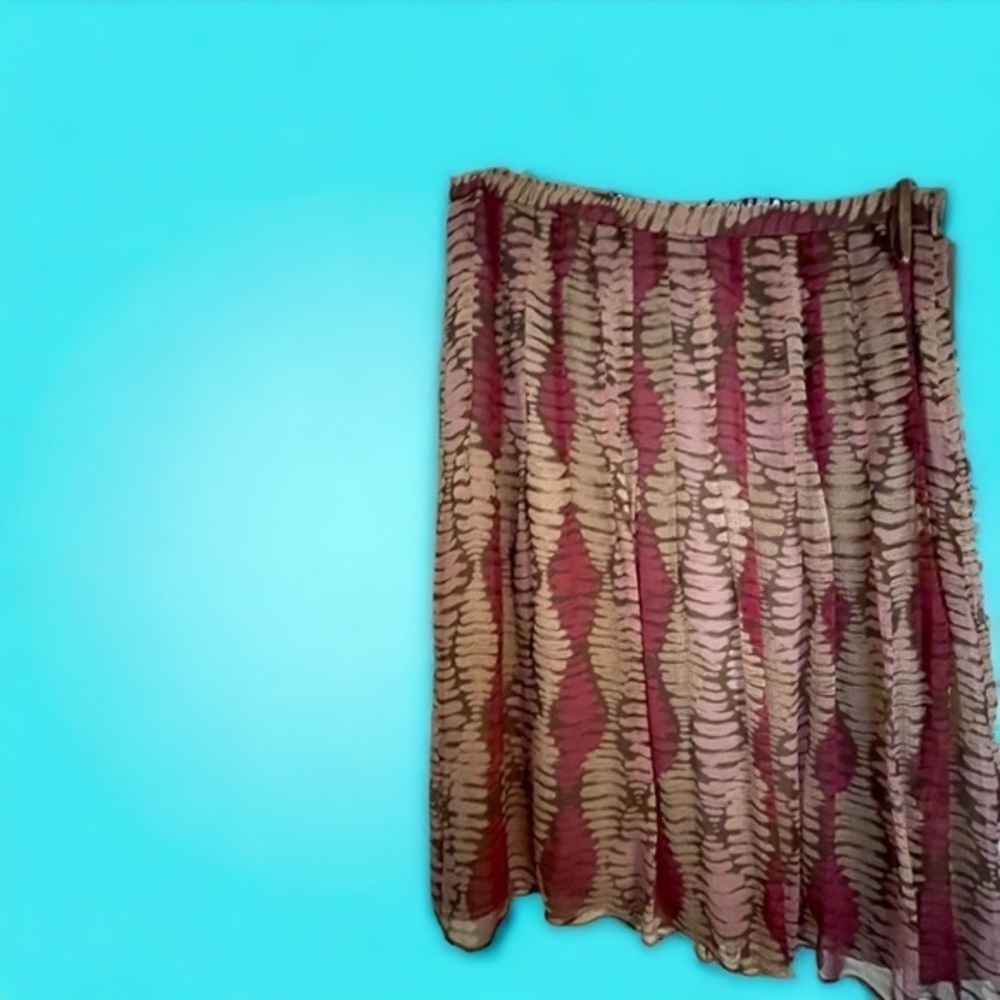 Alfani pink geometric pattern silk blend knee length skirt size 8p